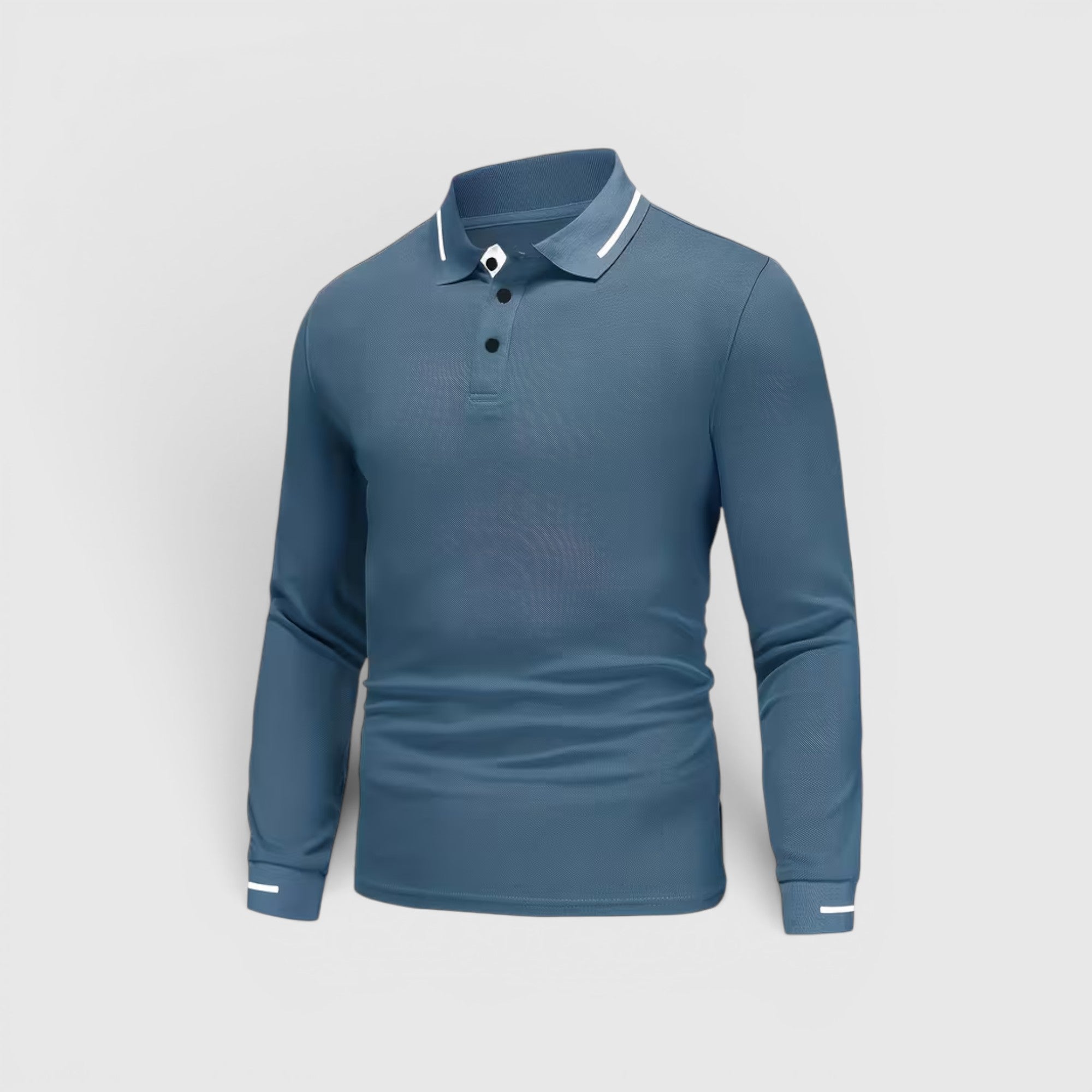 Isaac | Men's Casual Polo Shirt Long Sleeve Rib-Knit Everyday Wear
