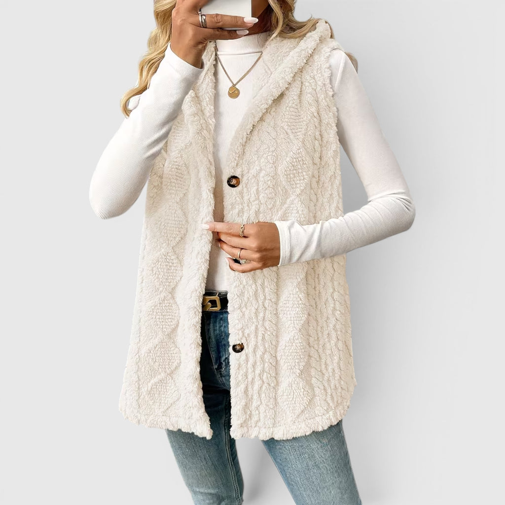 Ellmont London | Women's Warm Vest Button Front Hooded Outerwear