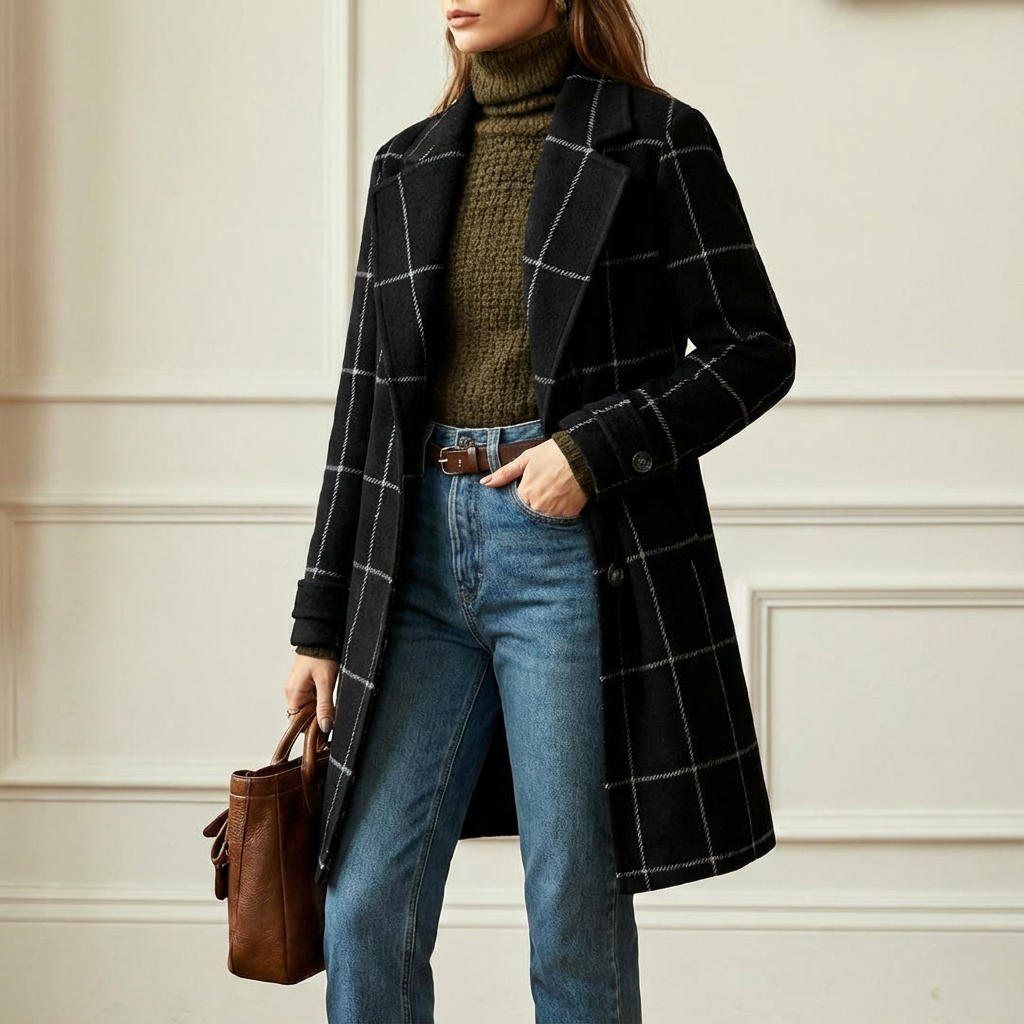 Women's Wool Check Coat