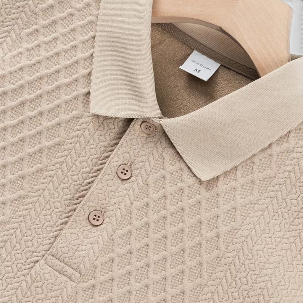 Karl | Men's Long Sleeve Jacquard Polo Shirt Crewneck Sweater Look