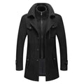 Marcus | Men's Double-Layer Wool Blend Single-Breasted Overcoat - Black