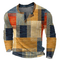 Graham | Men's Retro Colorblock Long Sleeve Henley Knit Sweater - Orange