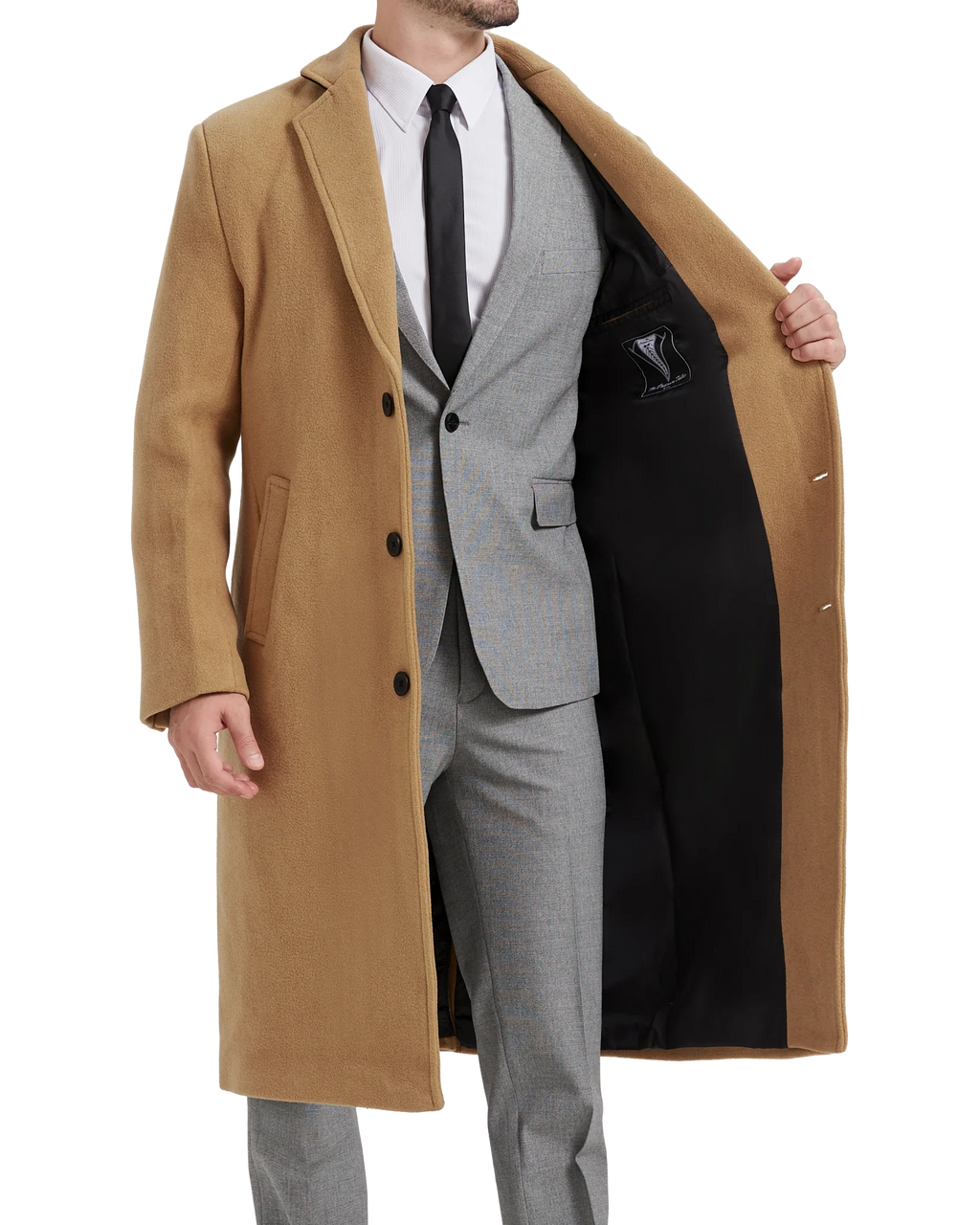 Marcus | Men's Camel Wool Cashmere Long Overcoat