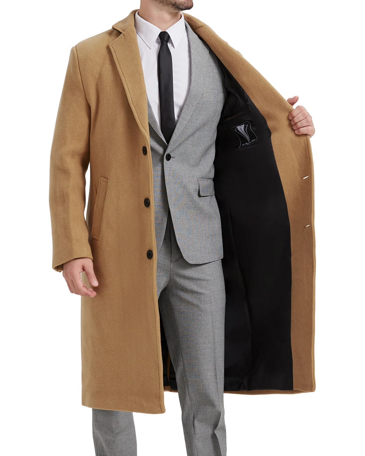 Marcus | Men's Camel Wool Cashmere Long Overcoat