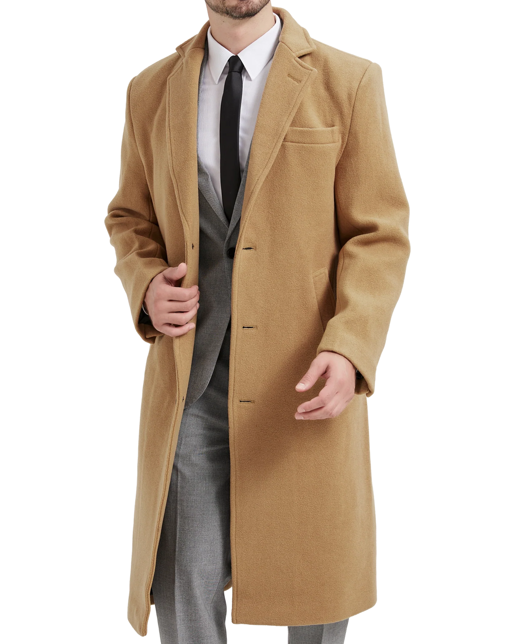 Marcus | Men's Camel Wool Cashmere Long Overcoat