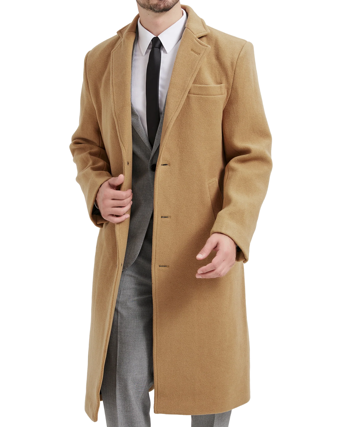 Marcus | Men's Camel Wool Cashmere Long Overcoat