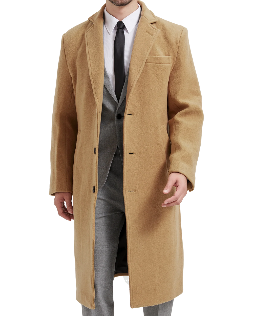 Marcus | Men's Camel Wool Cashmere Long Overcoat