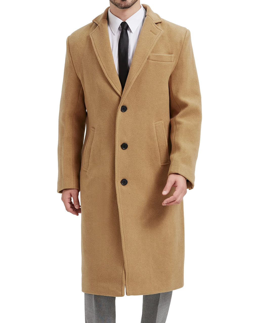 Marcus | Men's Camel Wool Cashmere Long Overcoat