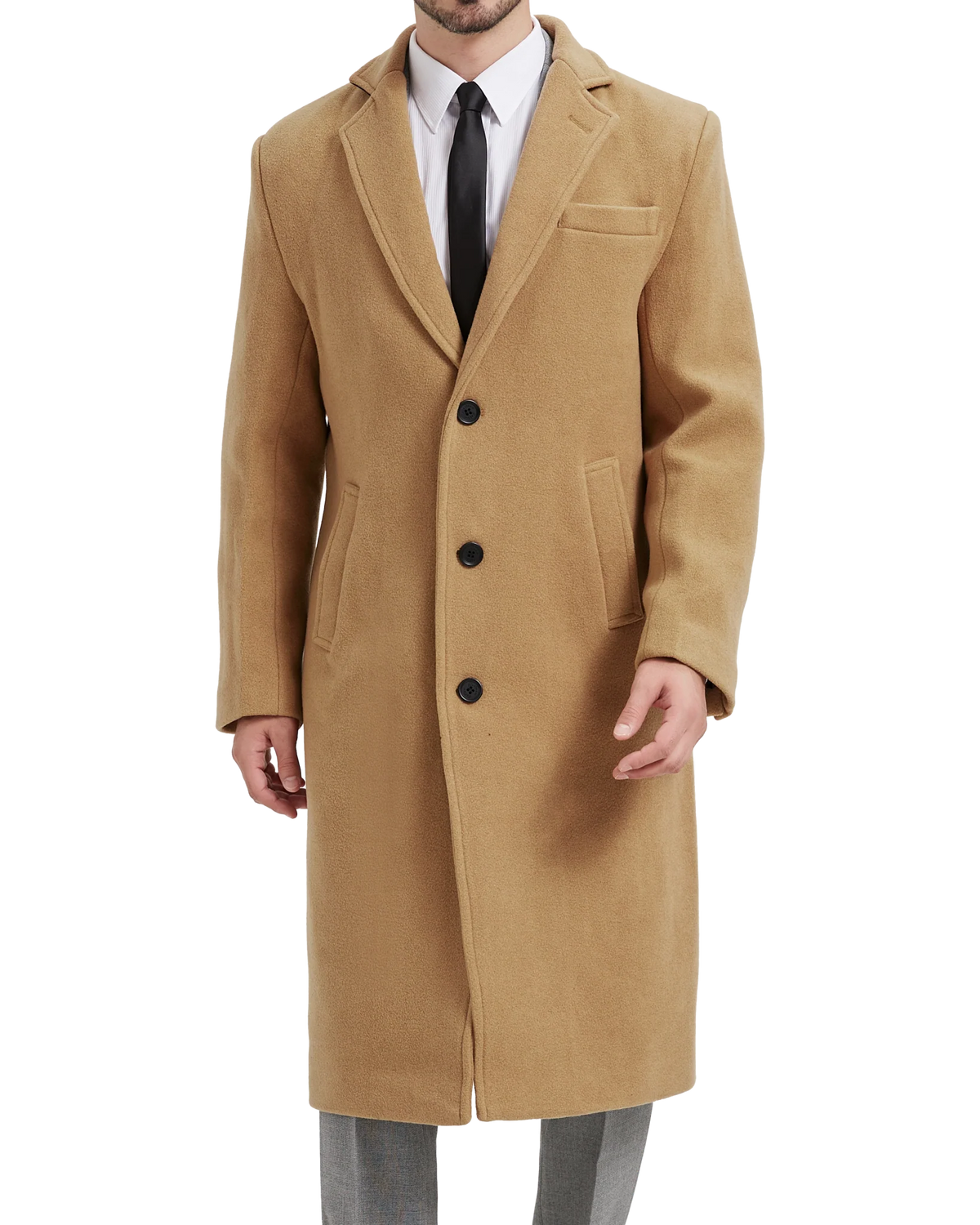 Marcus | Men's Camel Wool Cashmere Long Overcoat