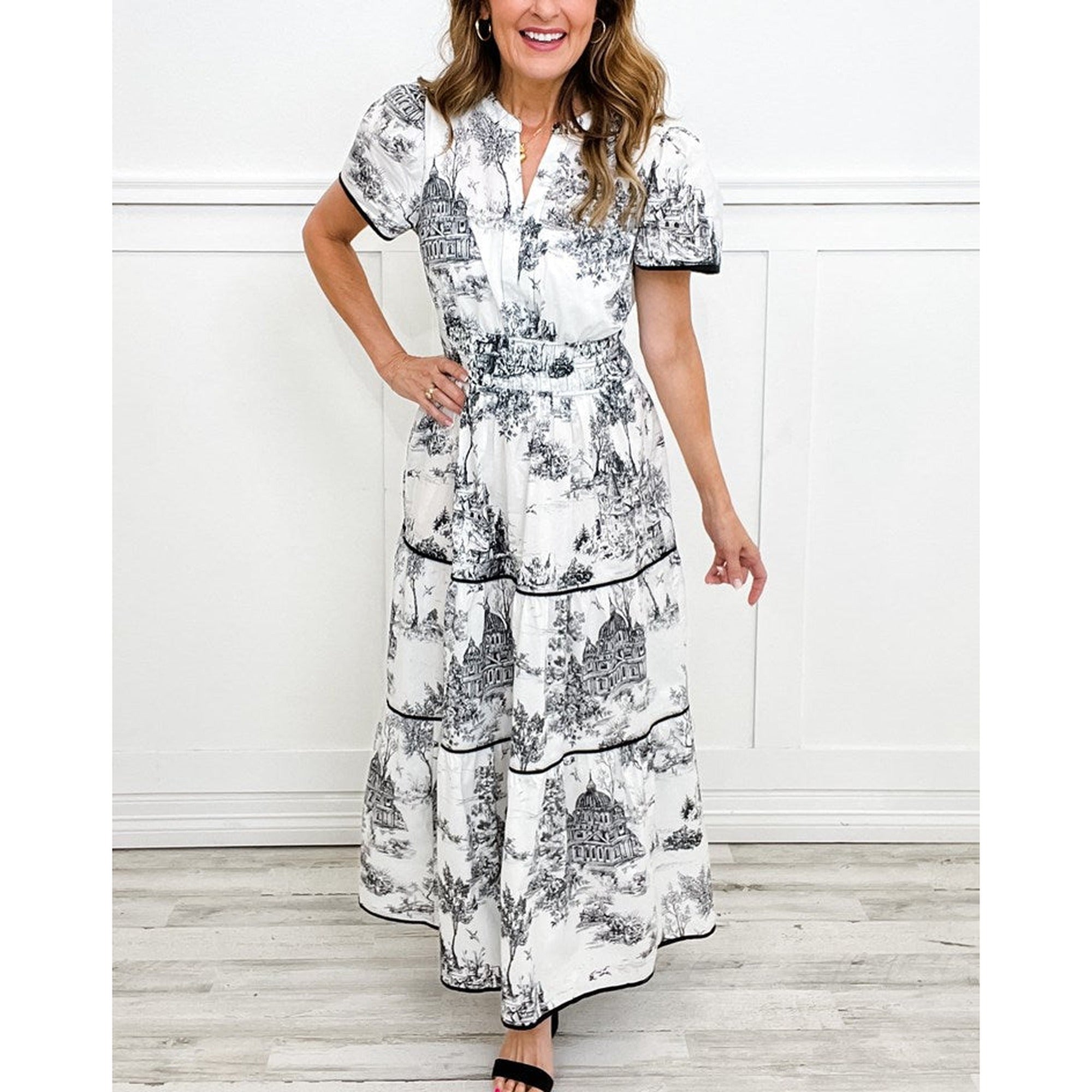 Deborah | Classic Toile Maxi - Black