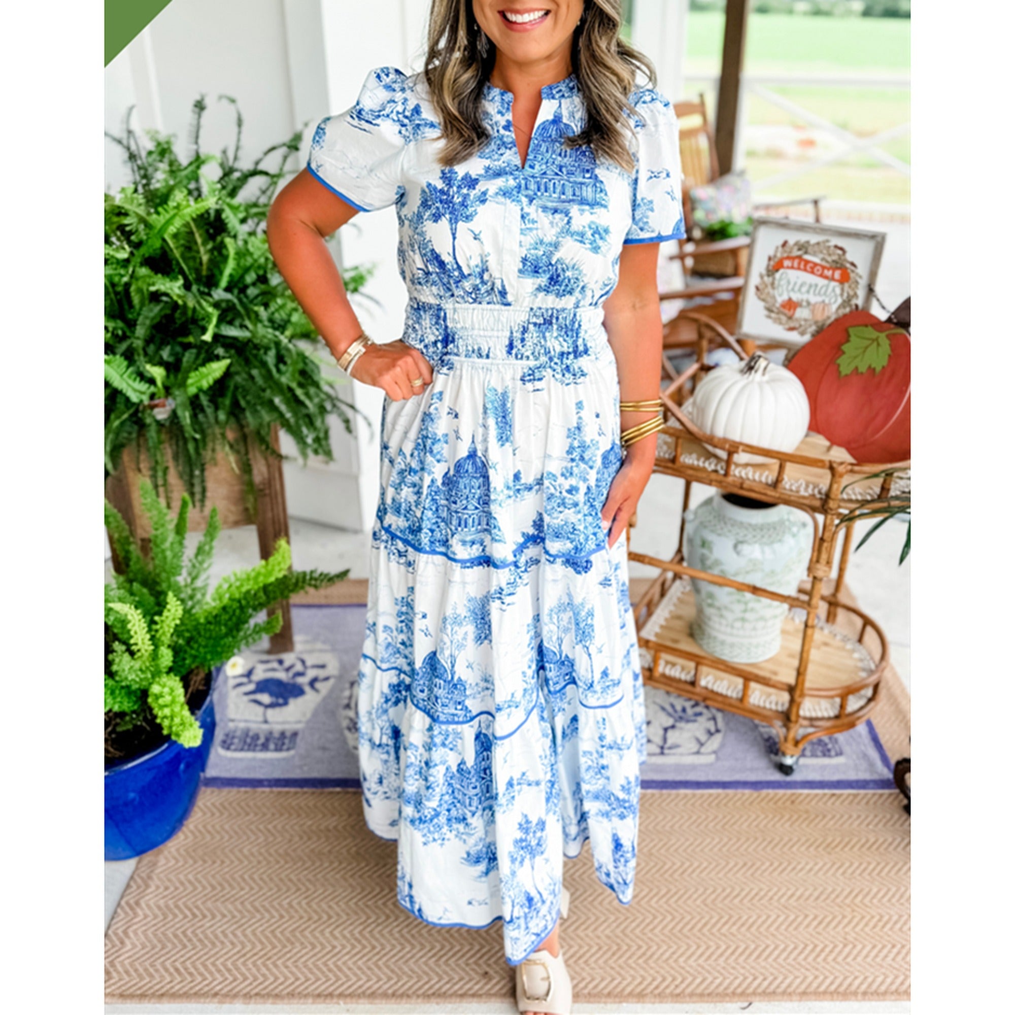 Deborah | Classic Toile Maxi - Blue