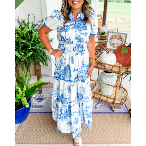 Deborah | Classic Toile Maxi - Blue
