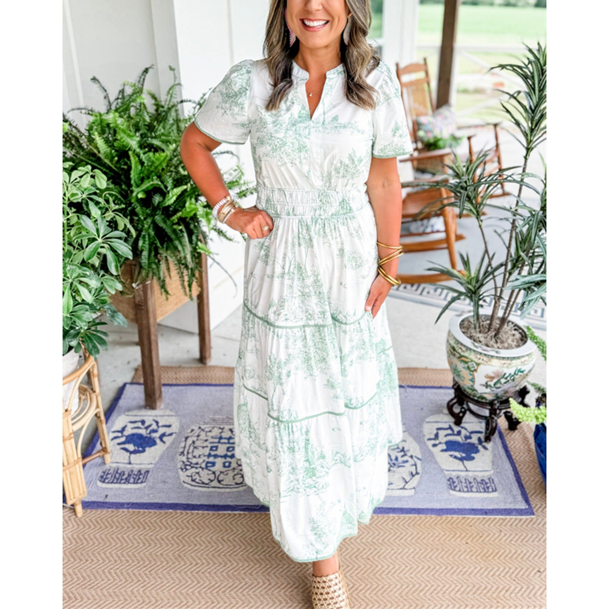 Deborah | Classic Toile Maxi - Green