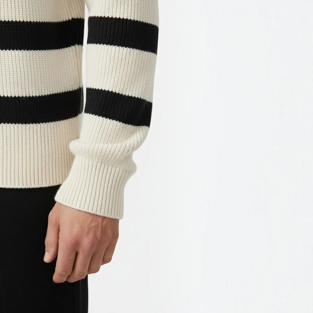 Ellmont London | Men’s Ribbed Knit Half Zip Sweater for Autumn and Winter