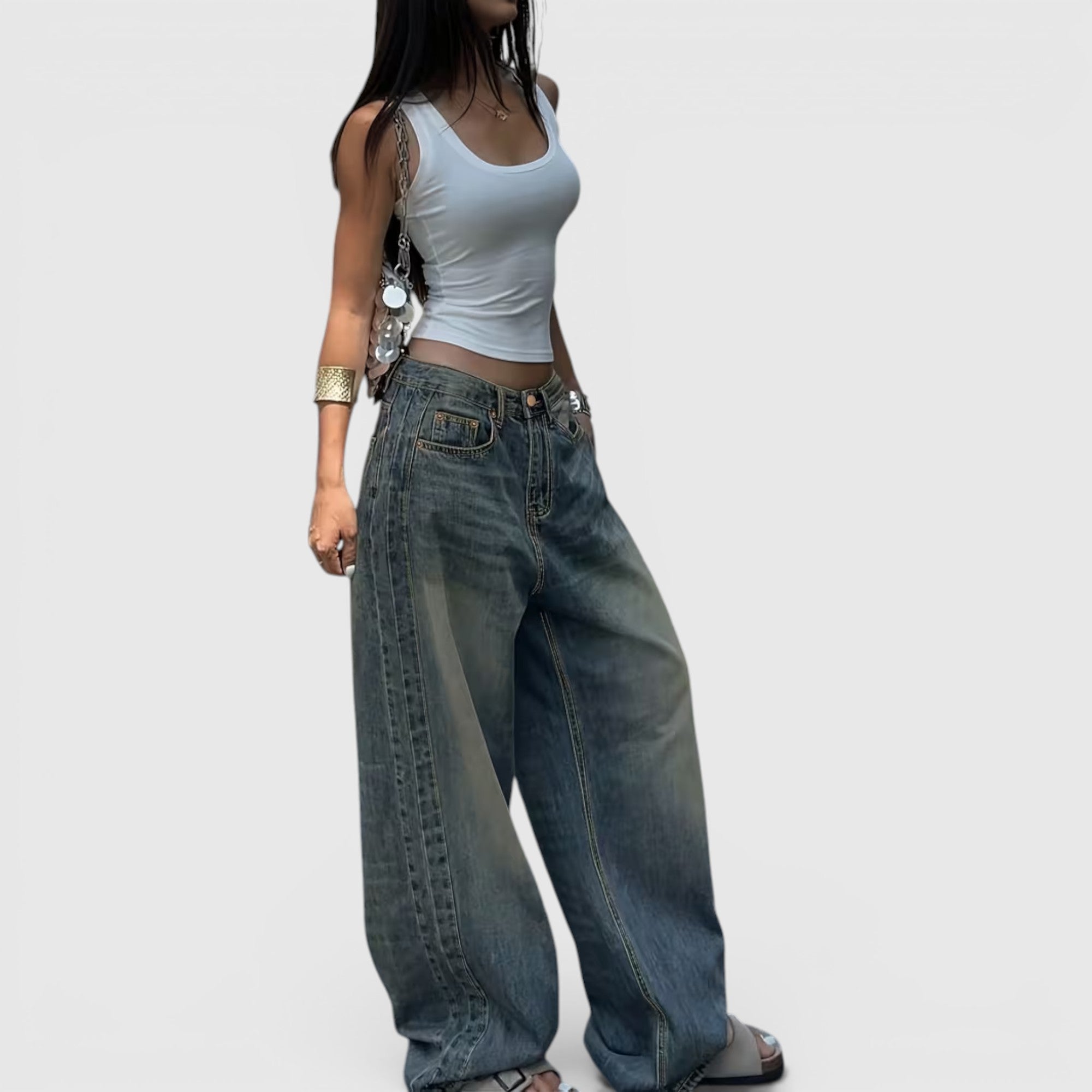 Vera | Women's Oversized Baggy Jeans Straight Leg Casual Floor Length Pants
