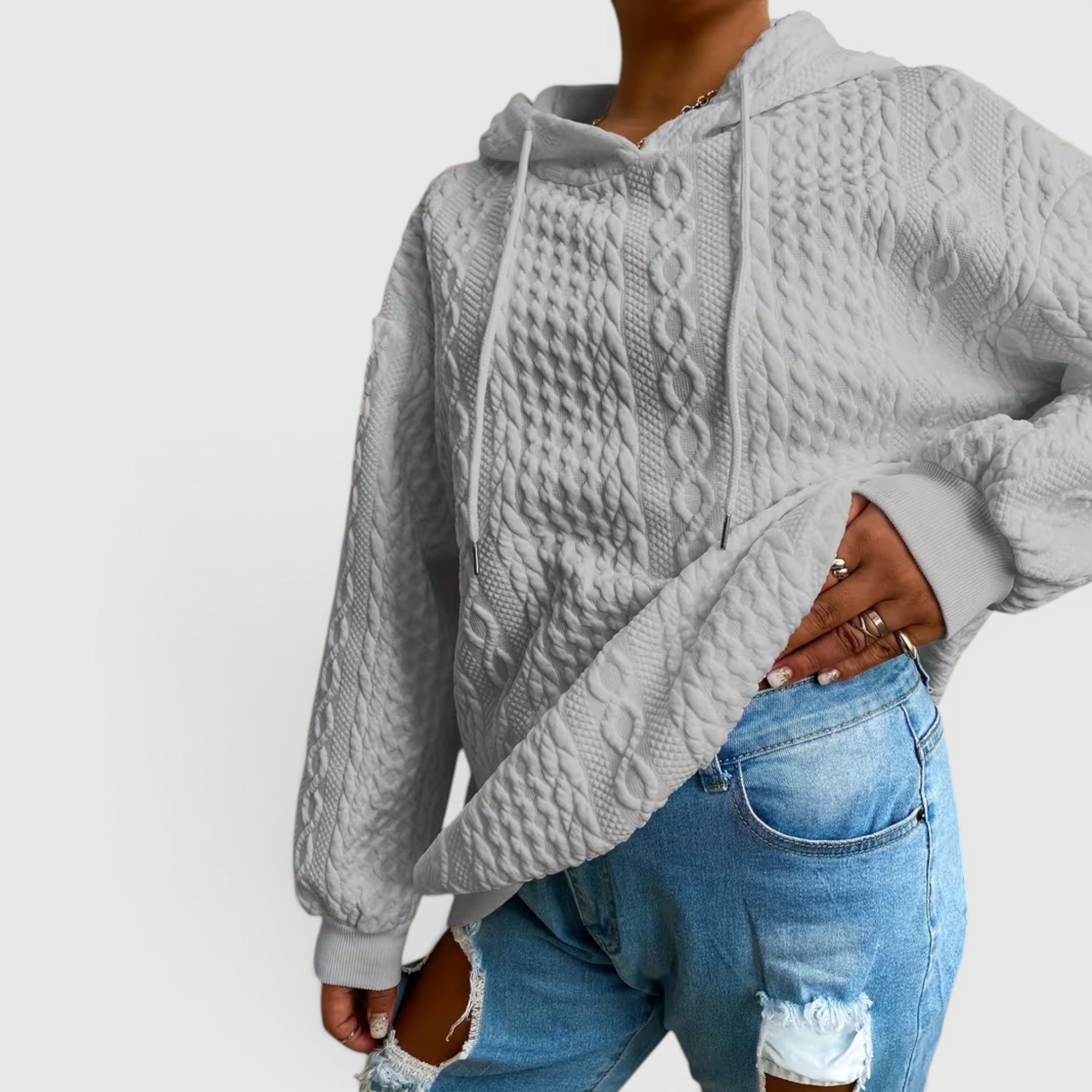 Ellmont London | Women's Plus Size Long Sleeve Hoodie Relaxed Fit Sweatshirt
