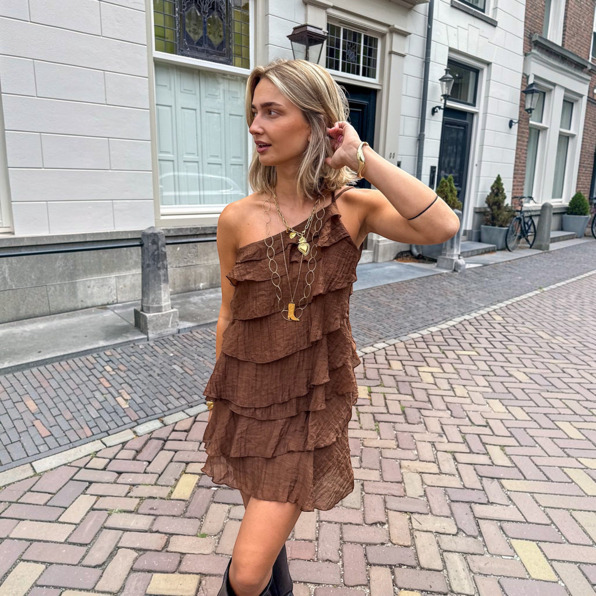 Ellmont London | Women's Casual Asymmetric Mini Dress Lightweight Fit