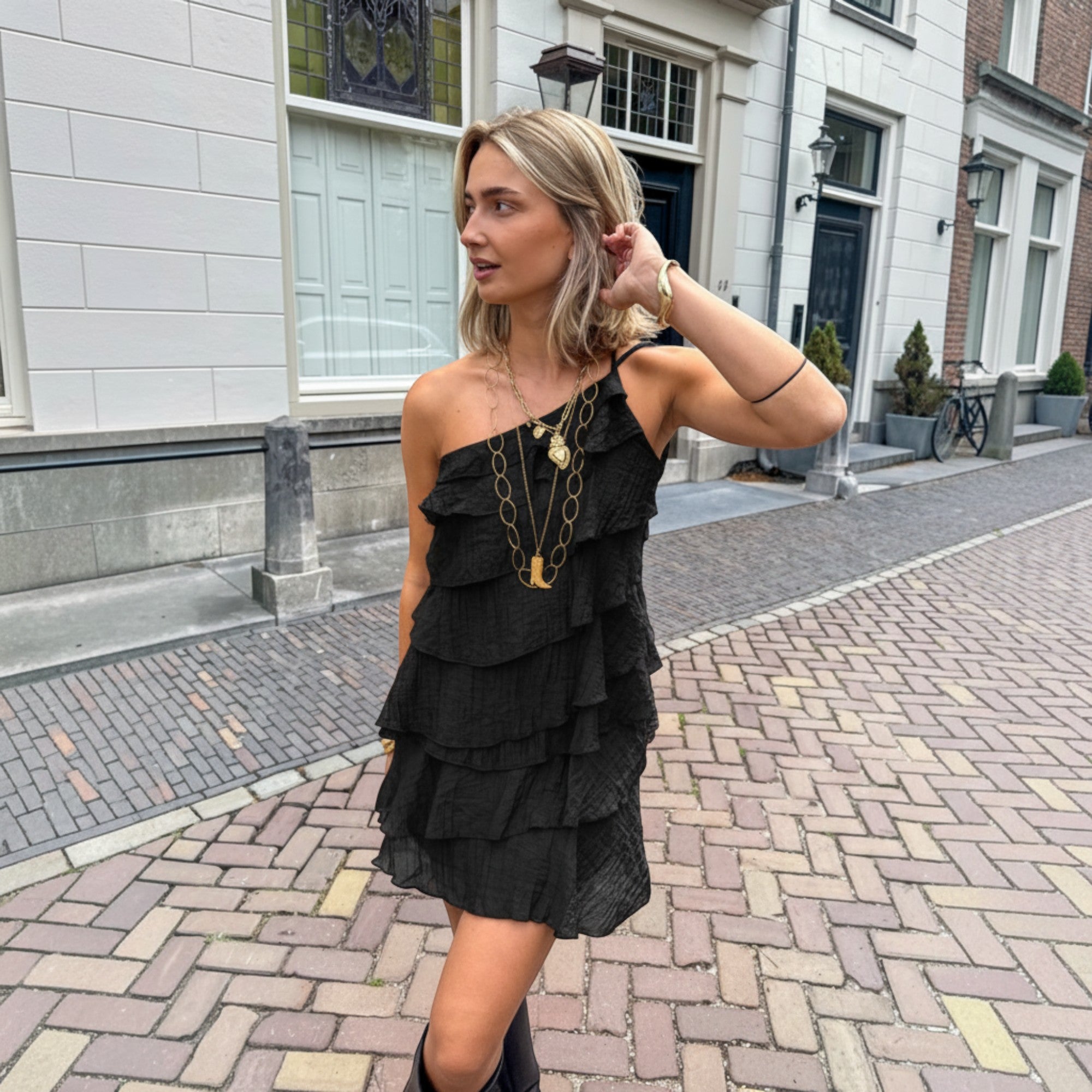 Ellmont London | Women's Casual Asymmetric Mini Dress Lightweight Fit