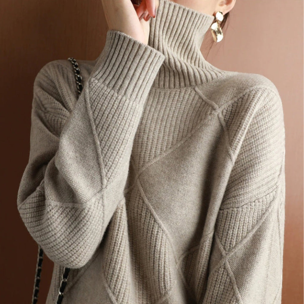 Ellmont London | Women's Warm Turtleneck Pullover Sweater Soft Knit Jumper