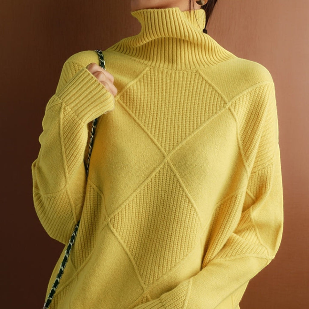 Ellmont London | Women's Warm Turtleneck Pullover Sweater Soft Knit Jumper