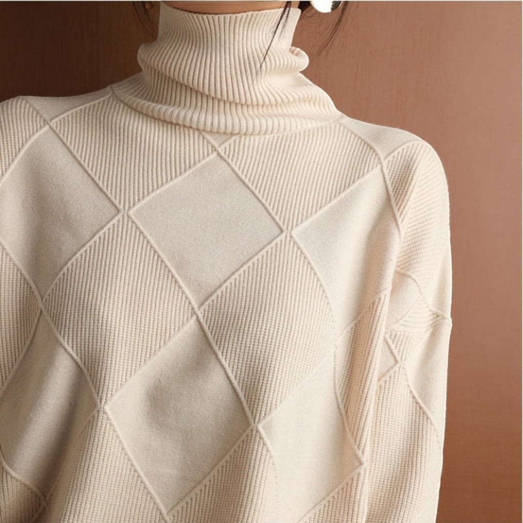 Ellmont London | Women's Warm Turtleneck Pullover Sweater Soft Knit Jumper