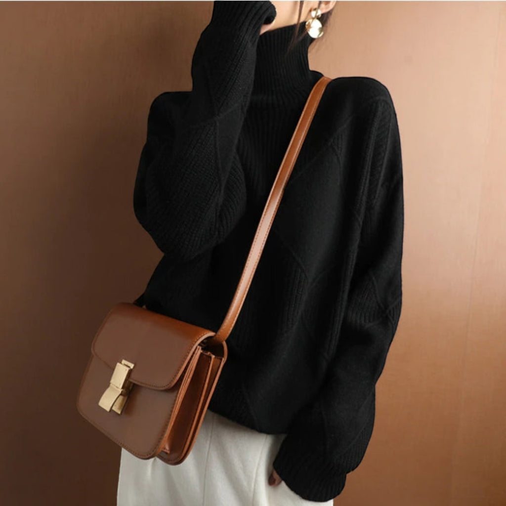 Ellmont London | Women's Warm Turtleneck Pullover Sweater Soft Knit Jumper