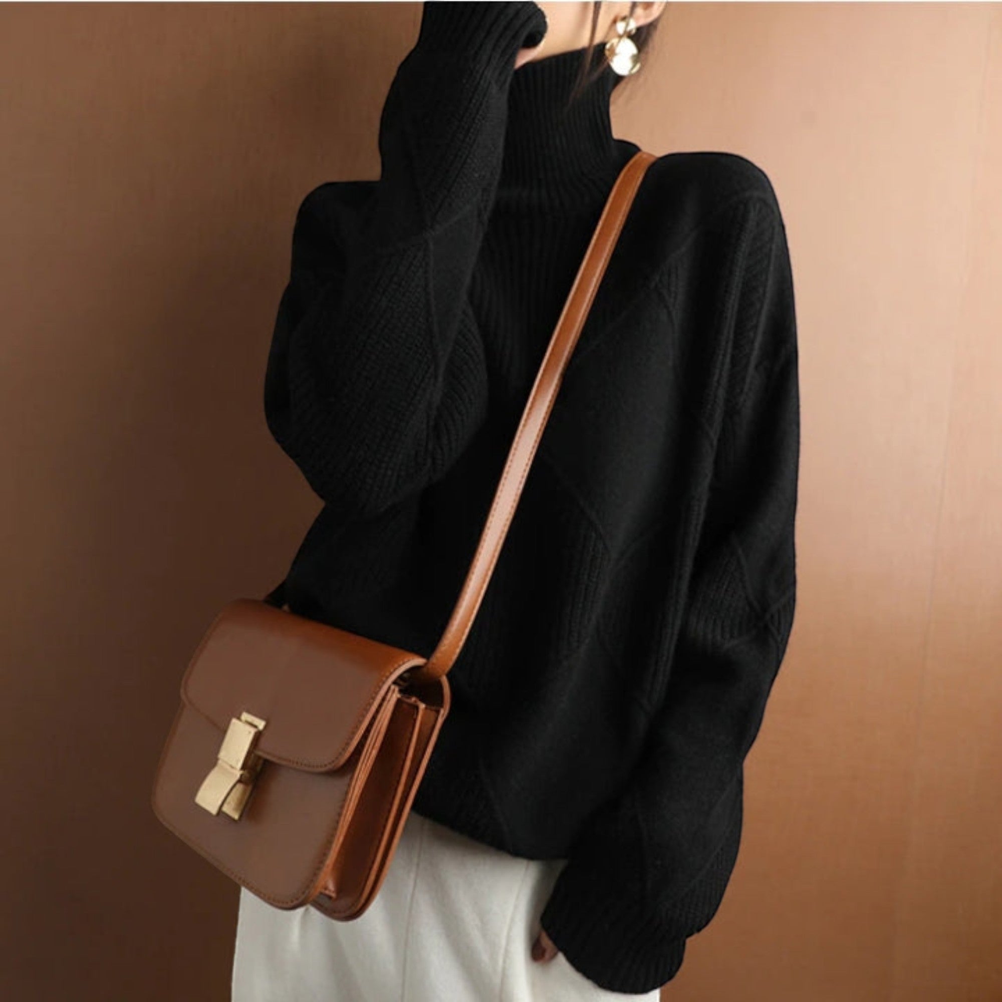 Ellmont London | Women's Warm Turtleneck Pullover Sweater Soft Knit Jumper