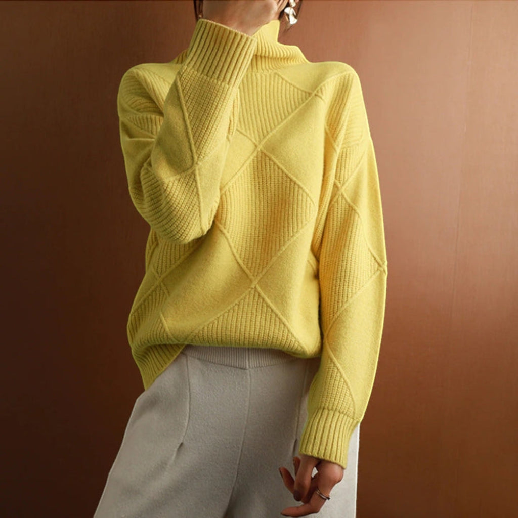 Ellmont London | Women's Warm Turtleneck Pullover Sweater Soft Knit Jumper
