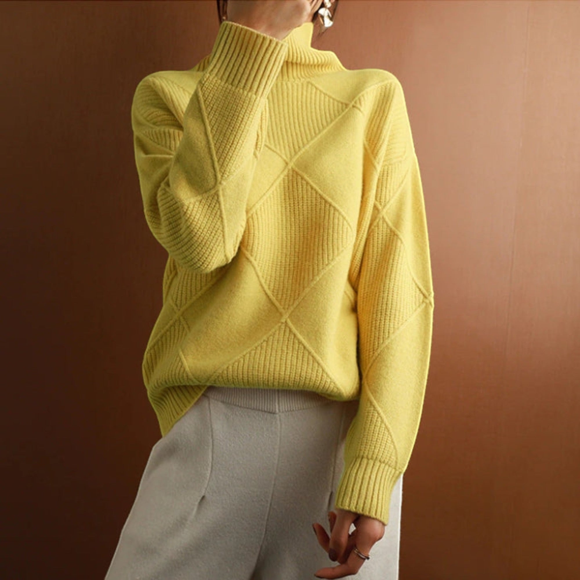 Ellmont London | Women's Warm Turtleneck Pullover Sweater Soft Knit Jumper
