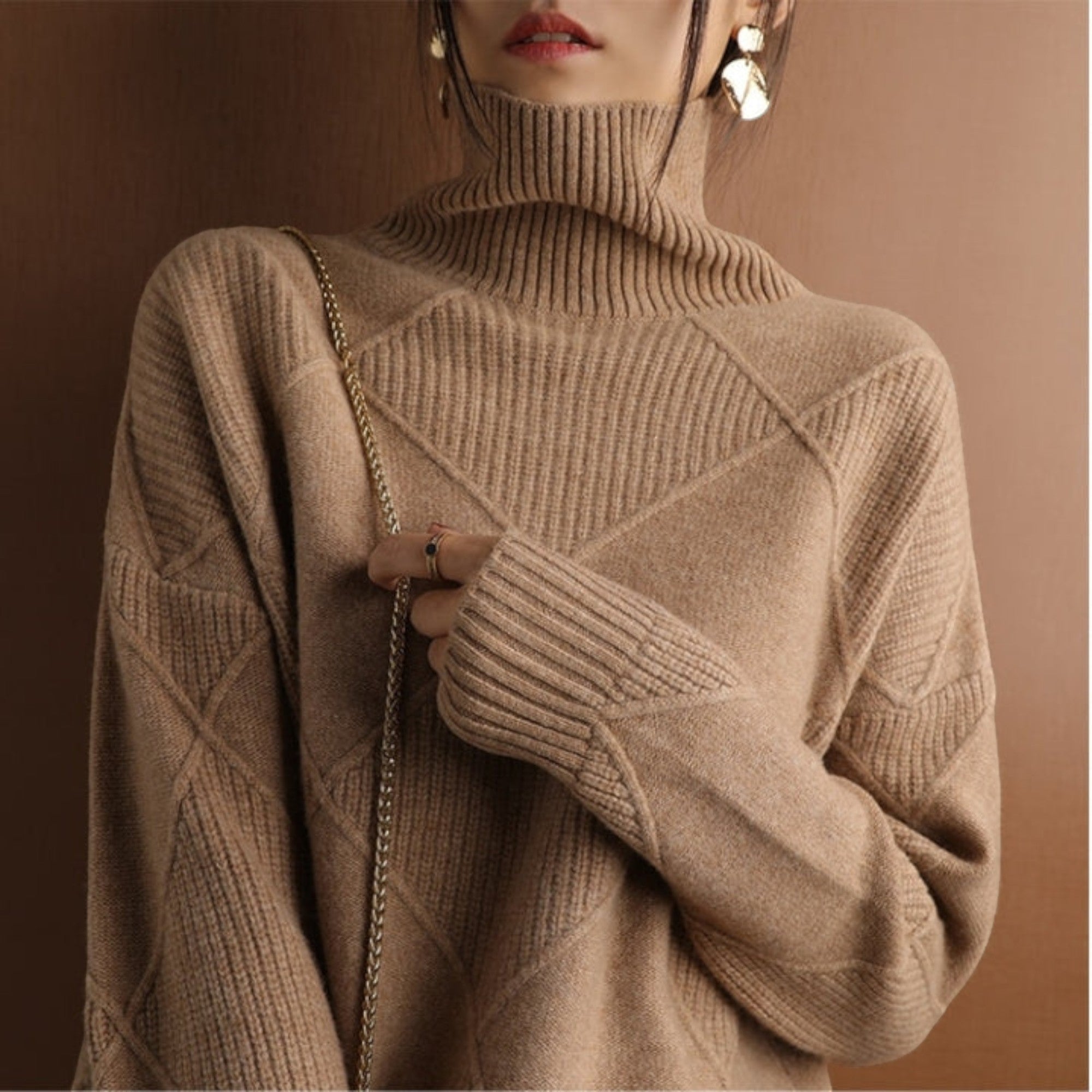 Ellmont London | Women's Warm Turtleneck Pullover Sweater Soft Knit Jumper