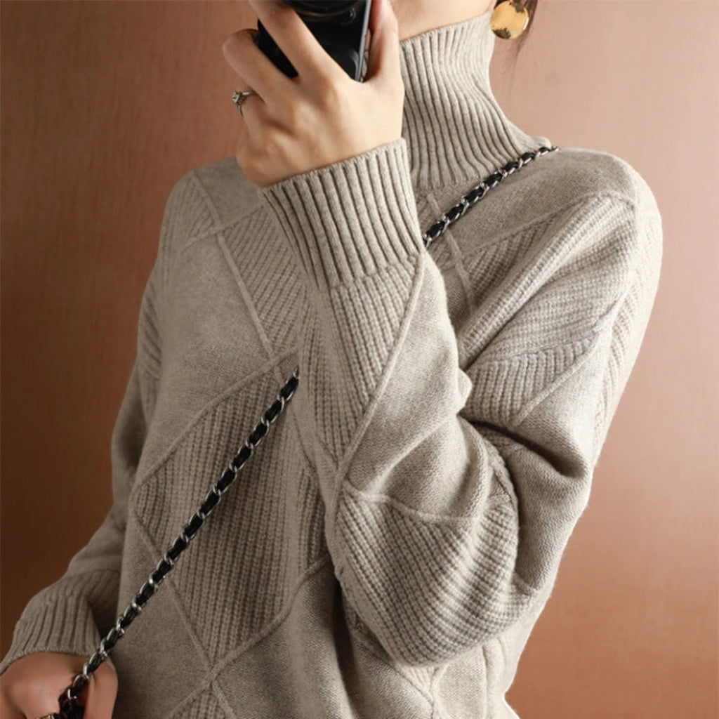 Ellmont London | Women's Warm Turtleneck Pullover Sweater Soft Knit Jumper