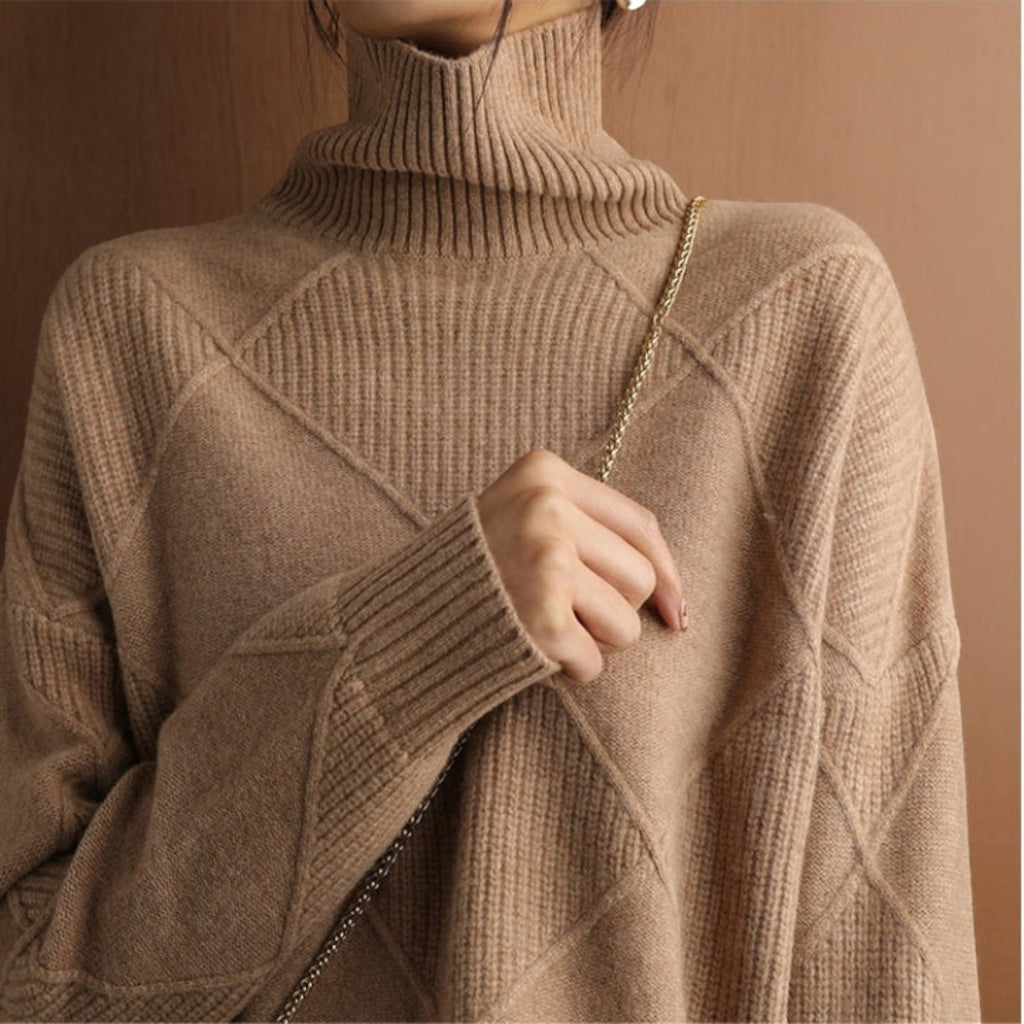 Ellmont London | Women's Warm Turtleneck Pullover Sweater Soft Knit Jumper