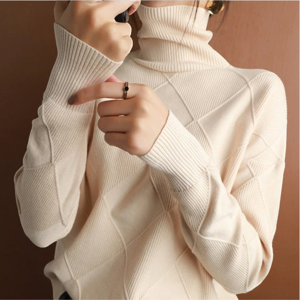 Ellmont London | Women's Warm Turtleneck Pullover Sweater Soft Knit Jumper