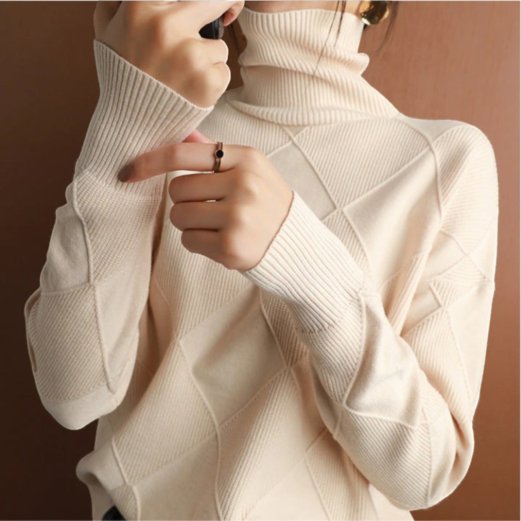 Ellmont London | Women's Warm Turtleneck Pullover Sweater Soft Knit Jumper