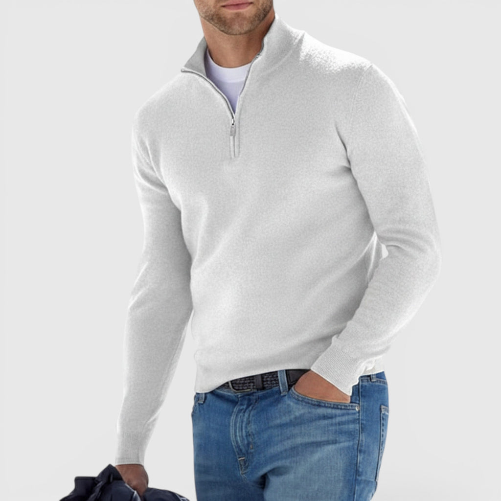 Ellmont London | Men's Soft Knit Polo Quarter Zip Sweater - Comfortable Pullover