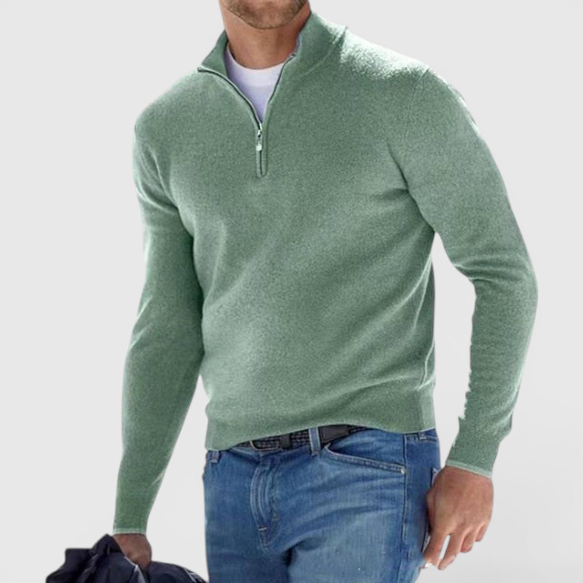 Miles | Men's Soft Knit Polo Quarter Zip Sweater - Comfortable Pullover