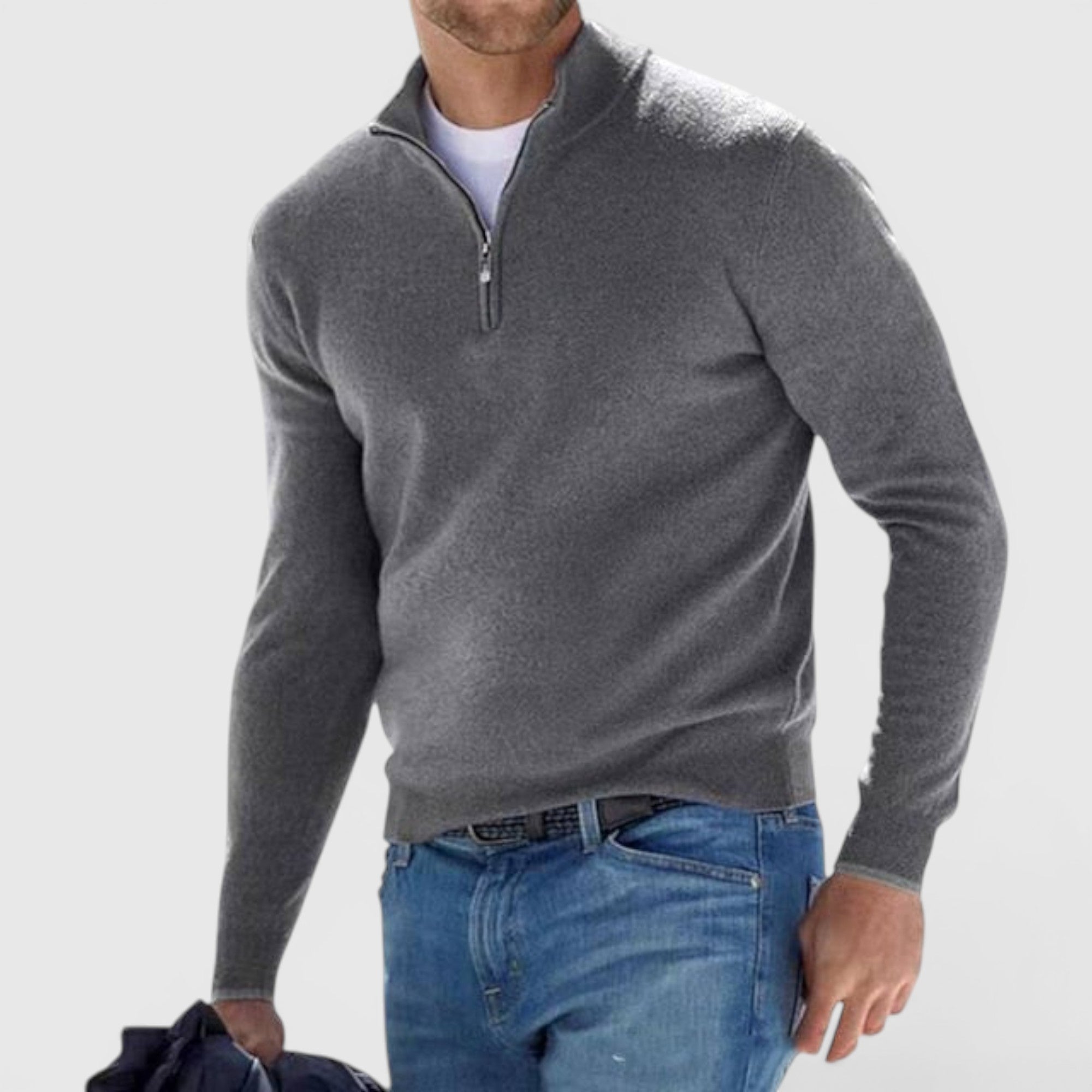Miles | Men's Soft Knit Polo Quarter Zip Sweater - Comfortable Pullover