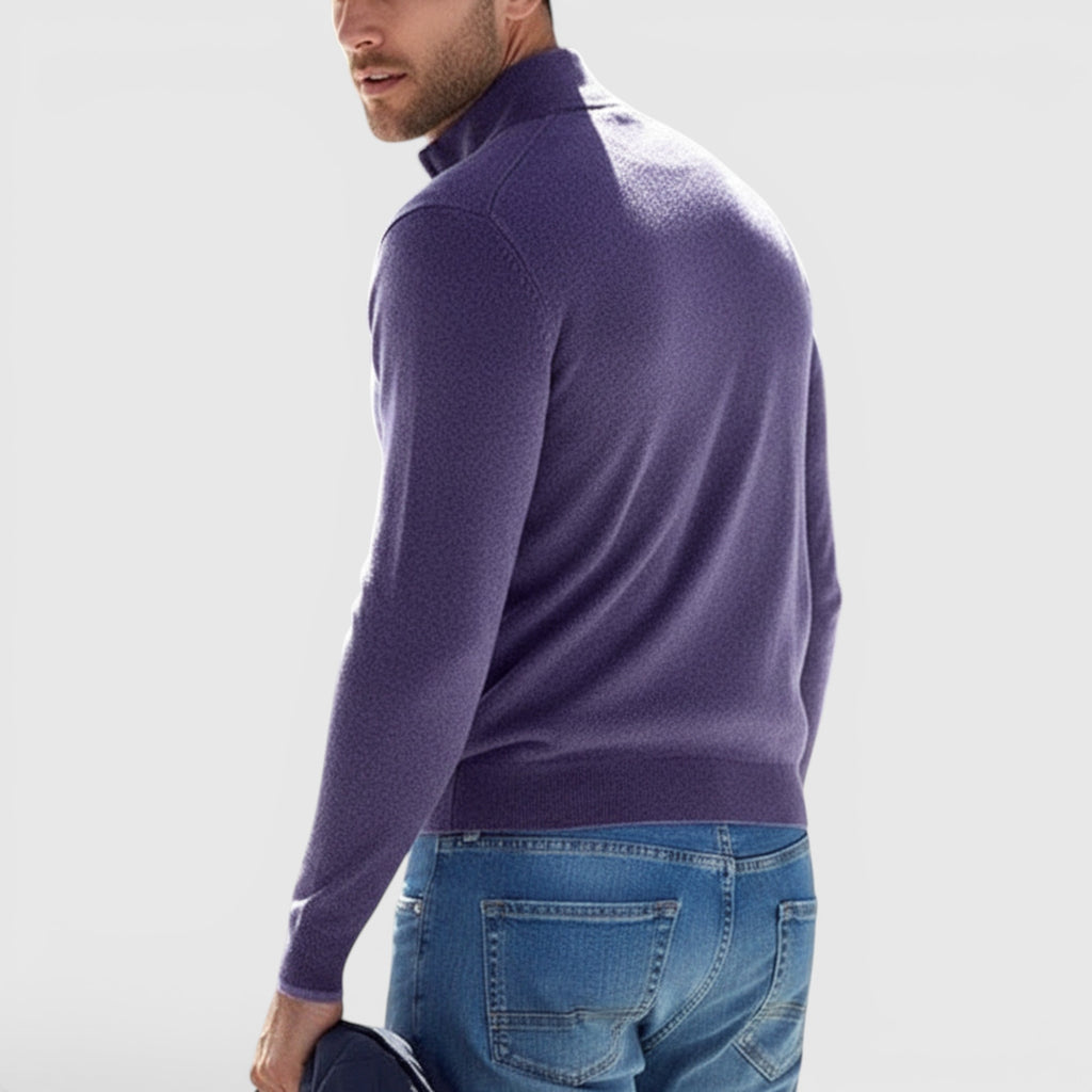 Ellmont London | Men's Soft Knit Polo Quarter Zip Sweater - Comfortable Pullover