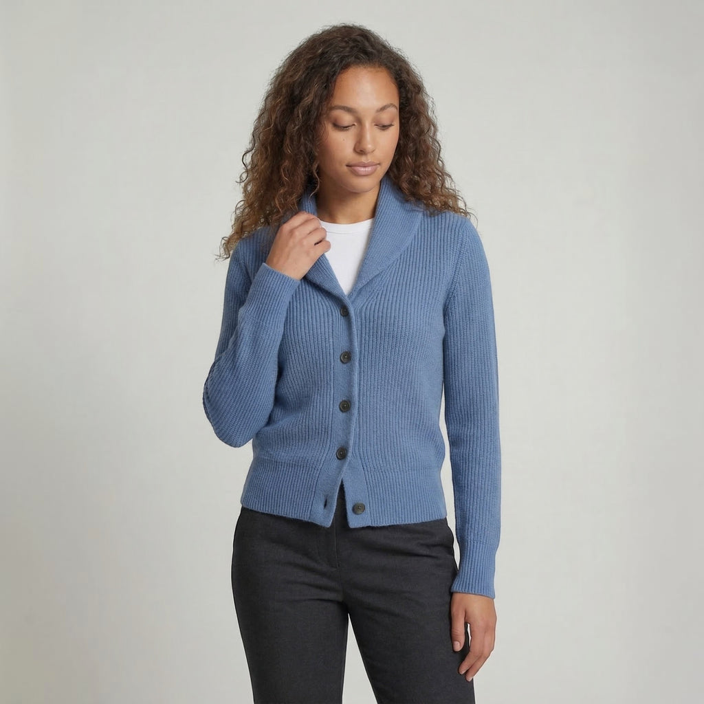Ellmont London | Women’s Casual Button Soft Knit  Cardigan with Lapel Neck
