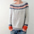 Iris | Crew Neck Fair Isle Sweater for Women - Light Gray