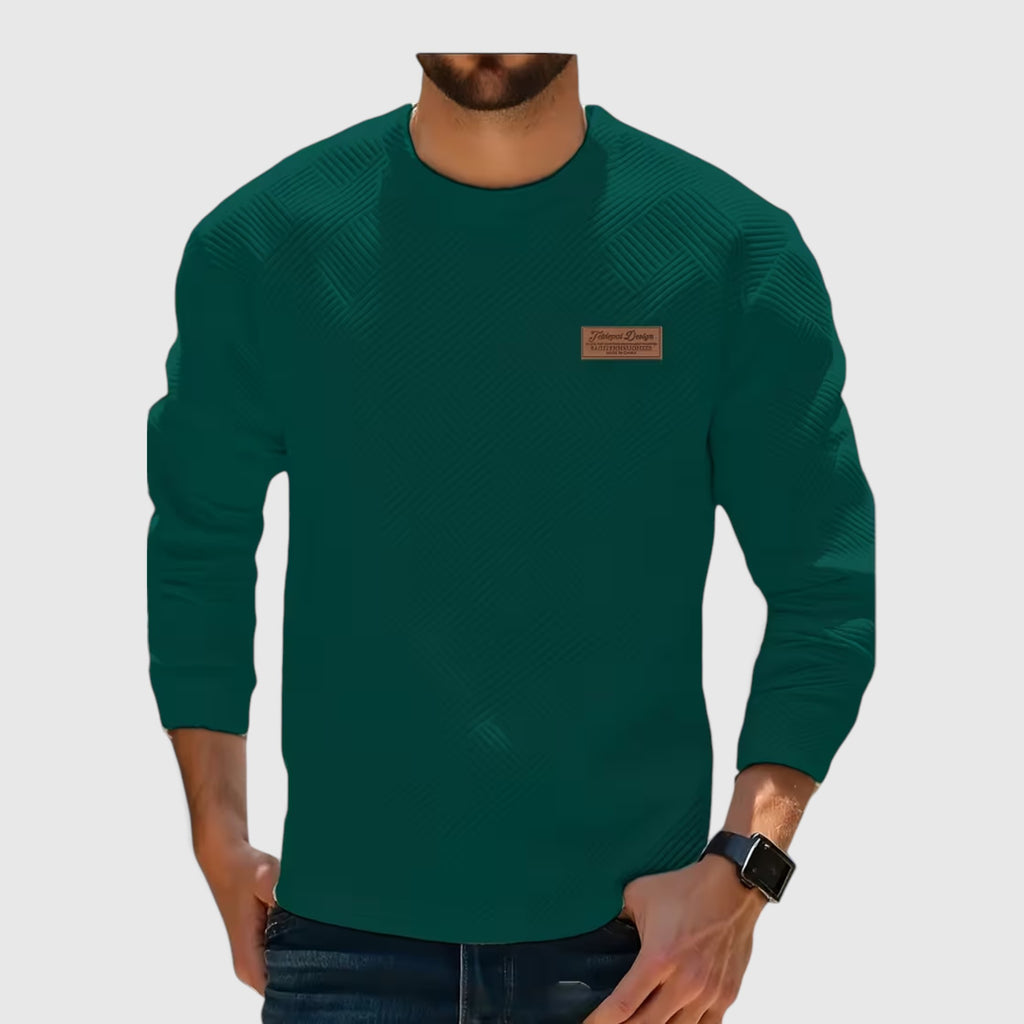 Nathan | Men's Casual Jacquard Sweatshirt – Long Sleeve Crew Neck Sweater