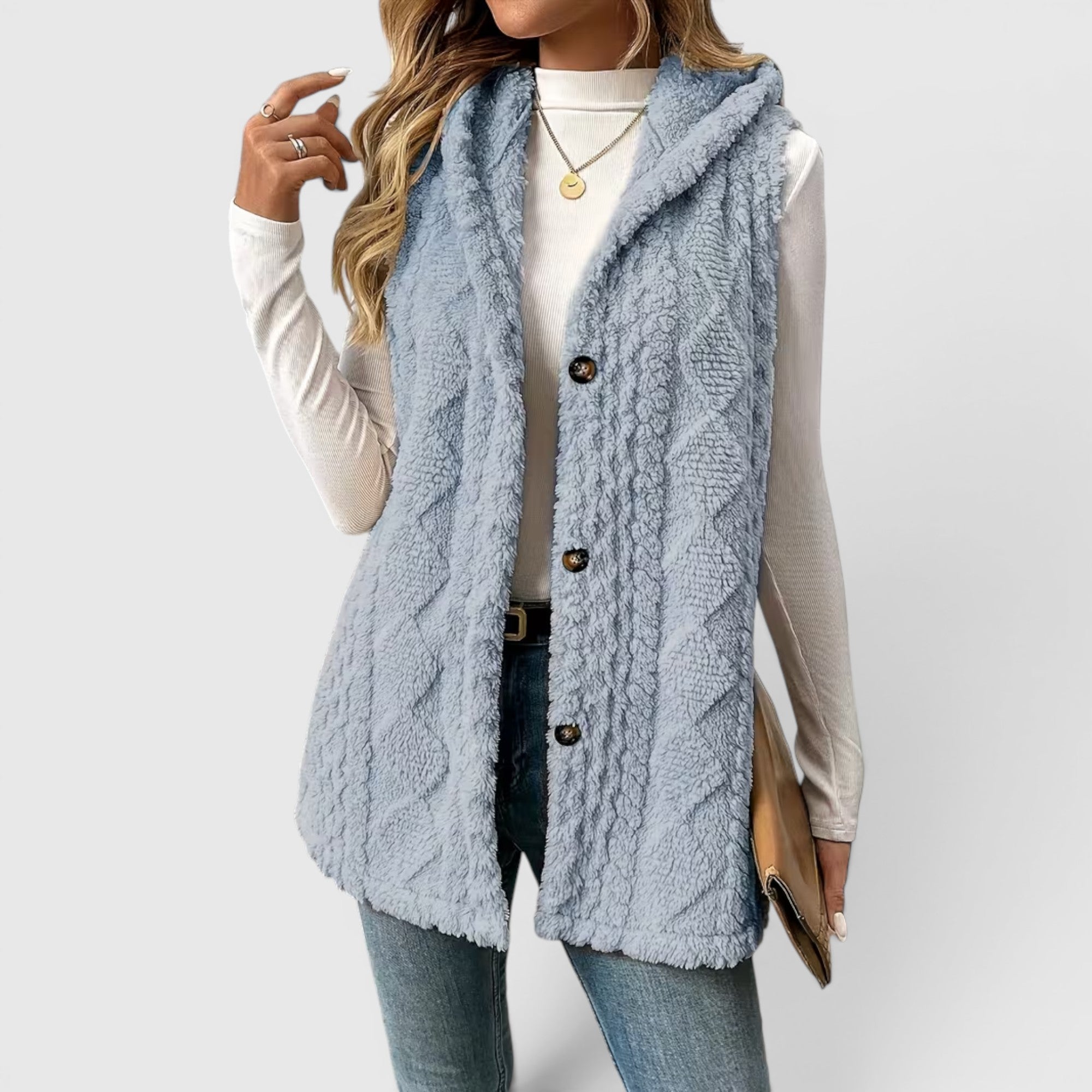 Ellmont London | Women's Warm Vest Button Front Hooded Outerwear