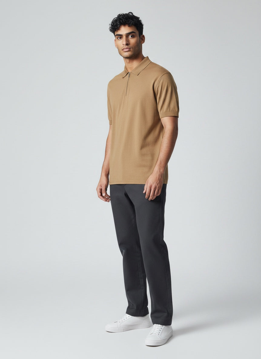 Ellmont London | Men’s Lightweight Zip Polo Shirt Everyday Style