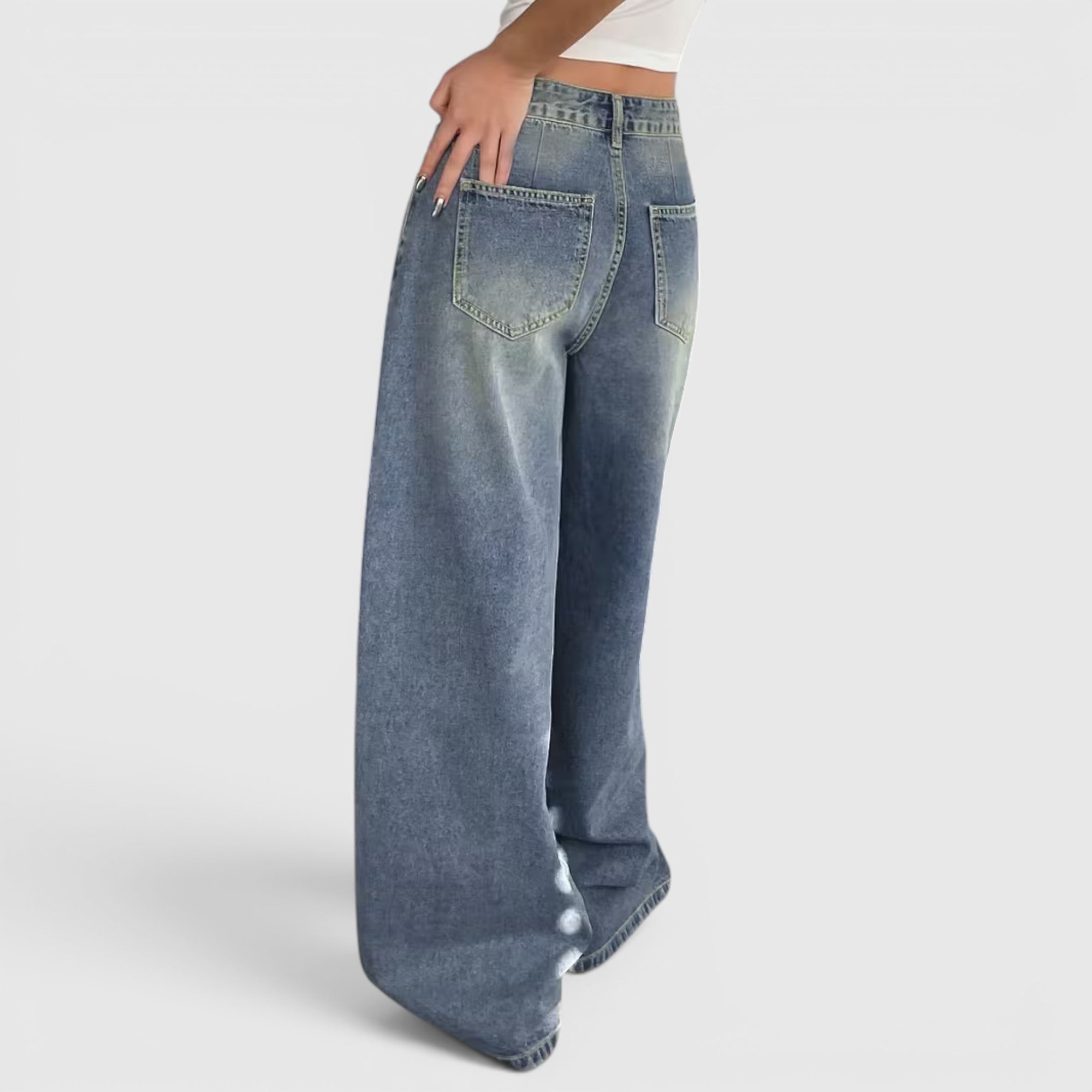 Ellmont London | Women's Oversized Baggy Jeans Loose Fit Floor Length Denim