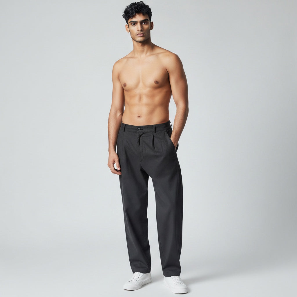 Ellmont London | Men’s Casual Wide Leg Drawstring Summer Linen Trousers