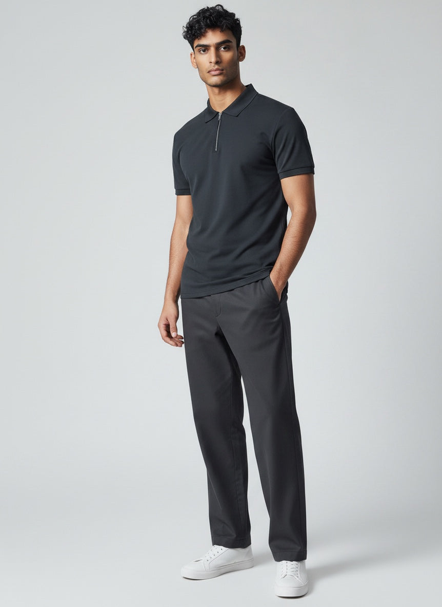 Ellmont London | Men’s Lightweight Zip Polo Shirt Everyday Style