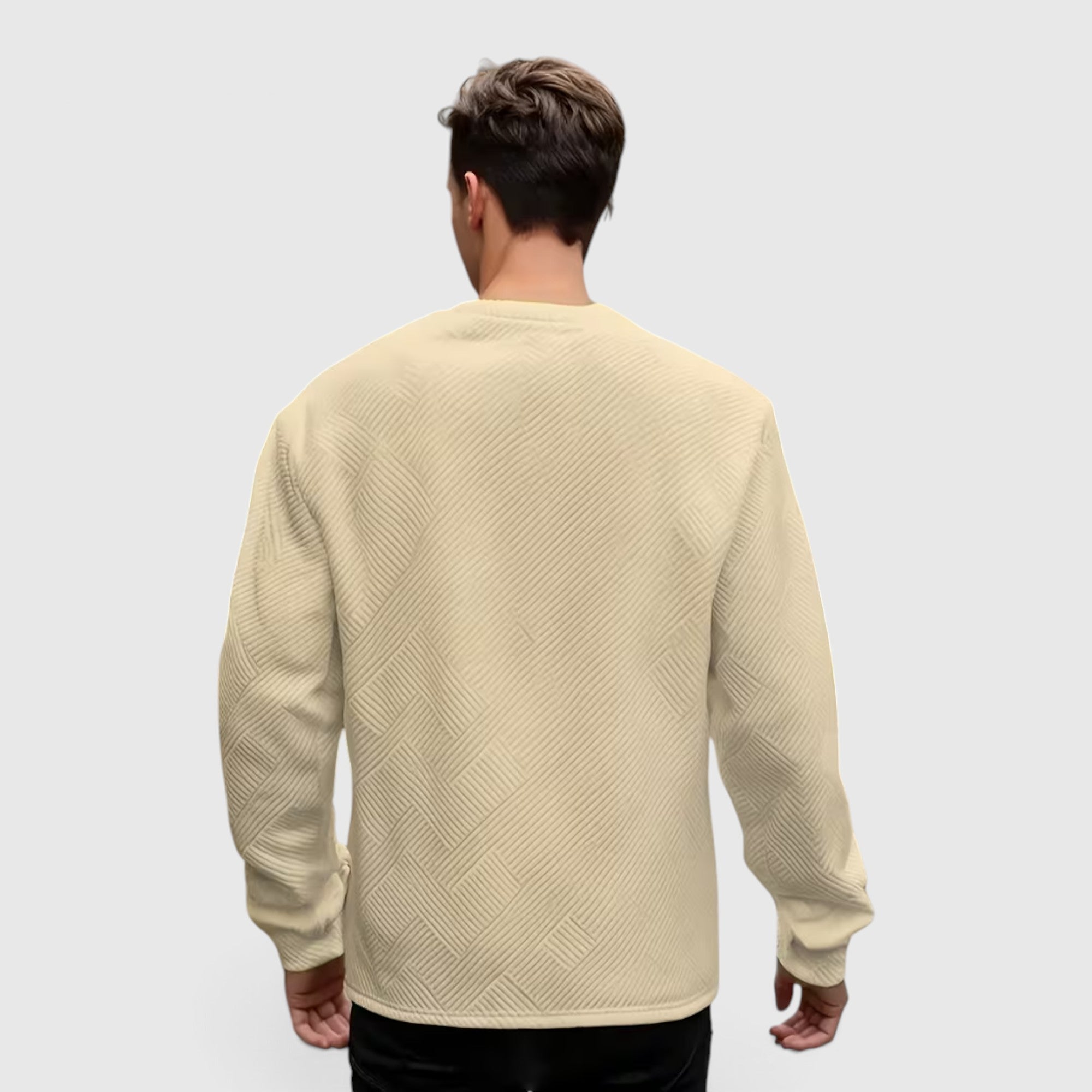 Nathan | Men's Casual Jacquard Sweatshirt – Long Sleeve Crew Neck Sweater