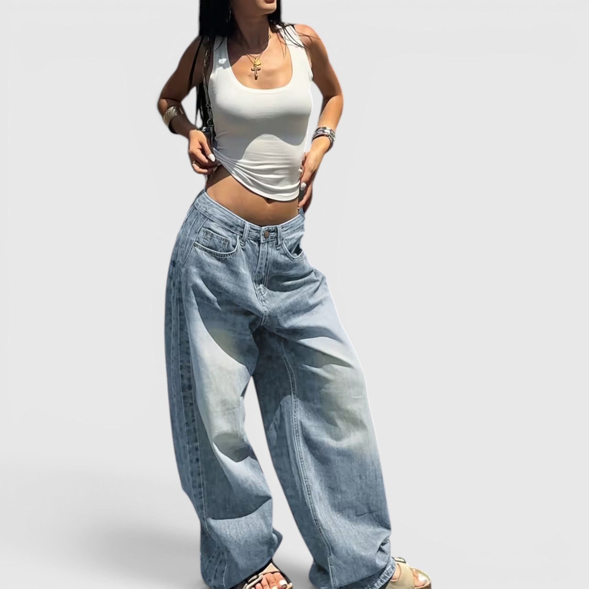 Vera | Women's Oversized Baggy Jeans Straight Leg Casual Floor Length Pants