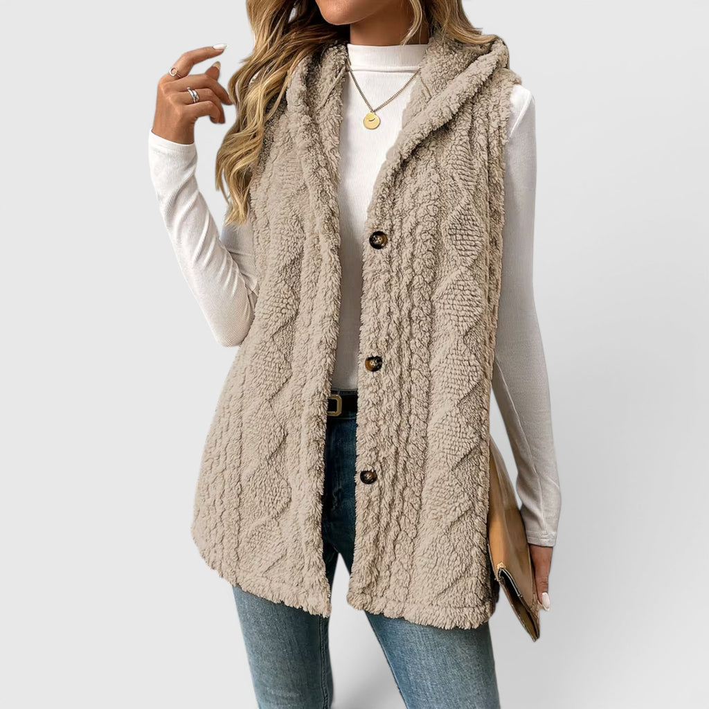 Ellmont London | Women's Warm Vest Button Front Hooded Outerwear