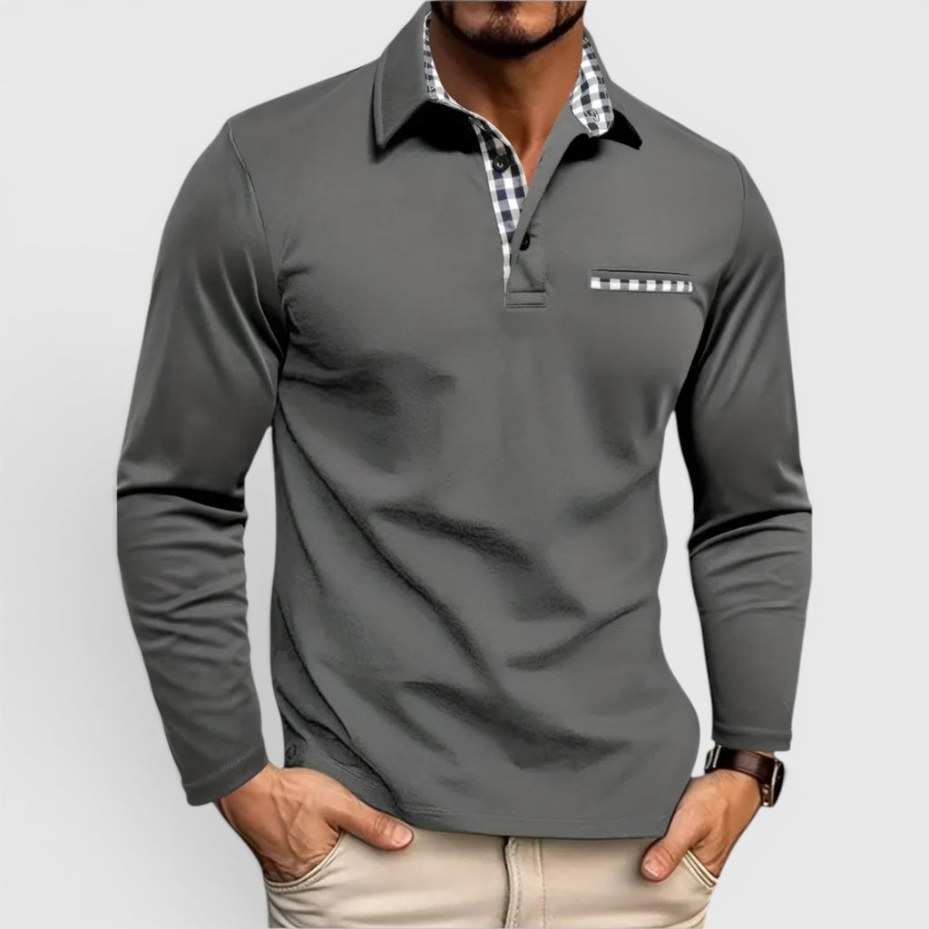 Ellmont London | Men's Breathable Cotton Blend Button Up Longsleeve Polo